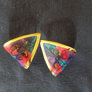 80's vintage multicolor earrings